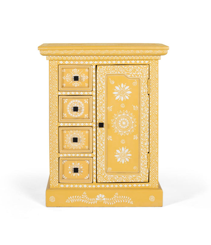 Credenza in legno di mango con anta decorata a mano