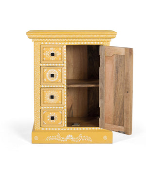 Credenza in legno di mango con anta decorata a mano