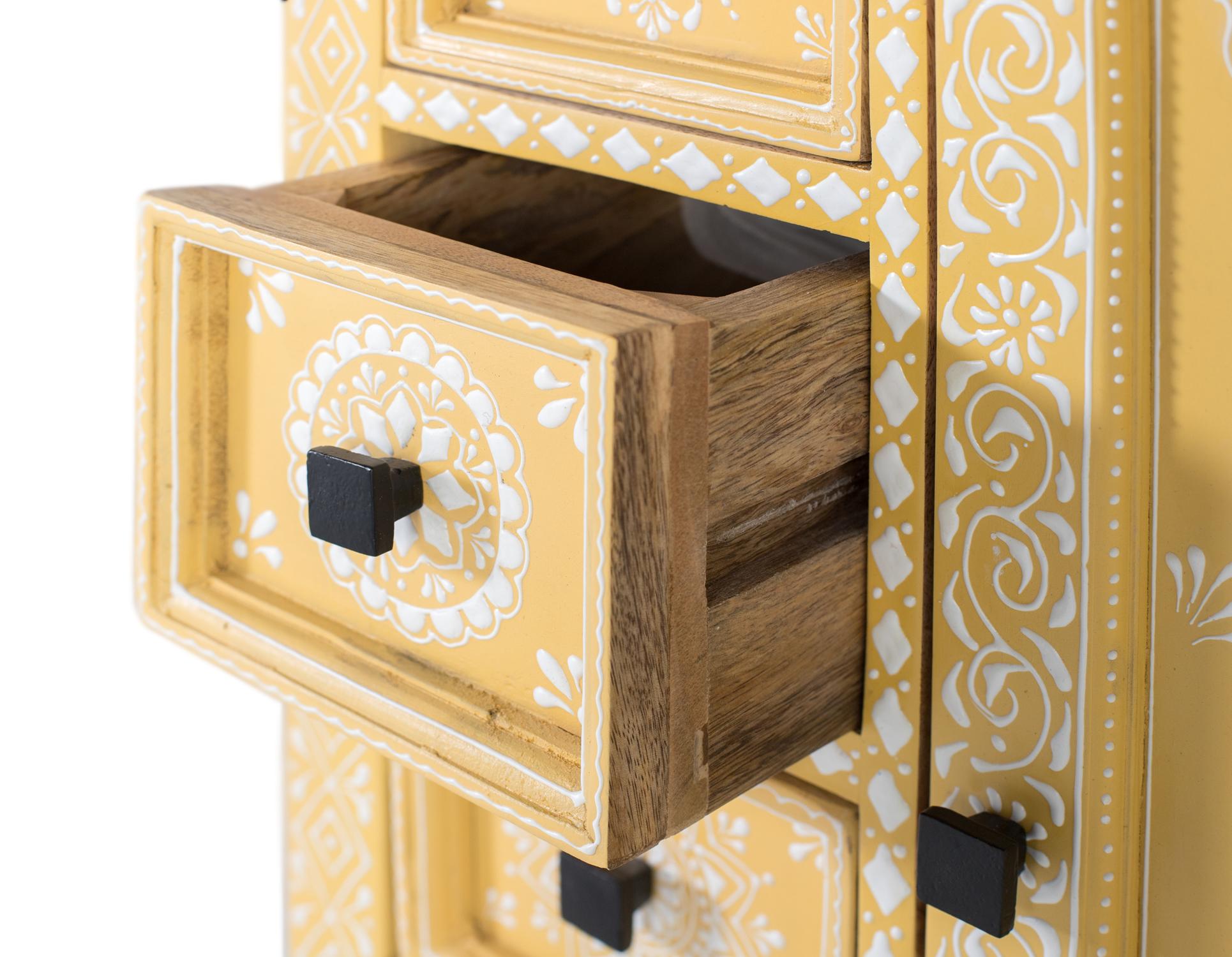 Credenza in legno di mango con anta decorata a mano