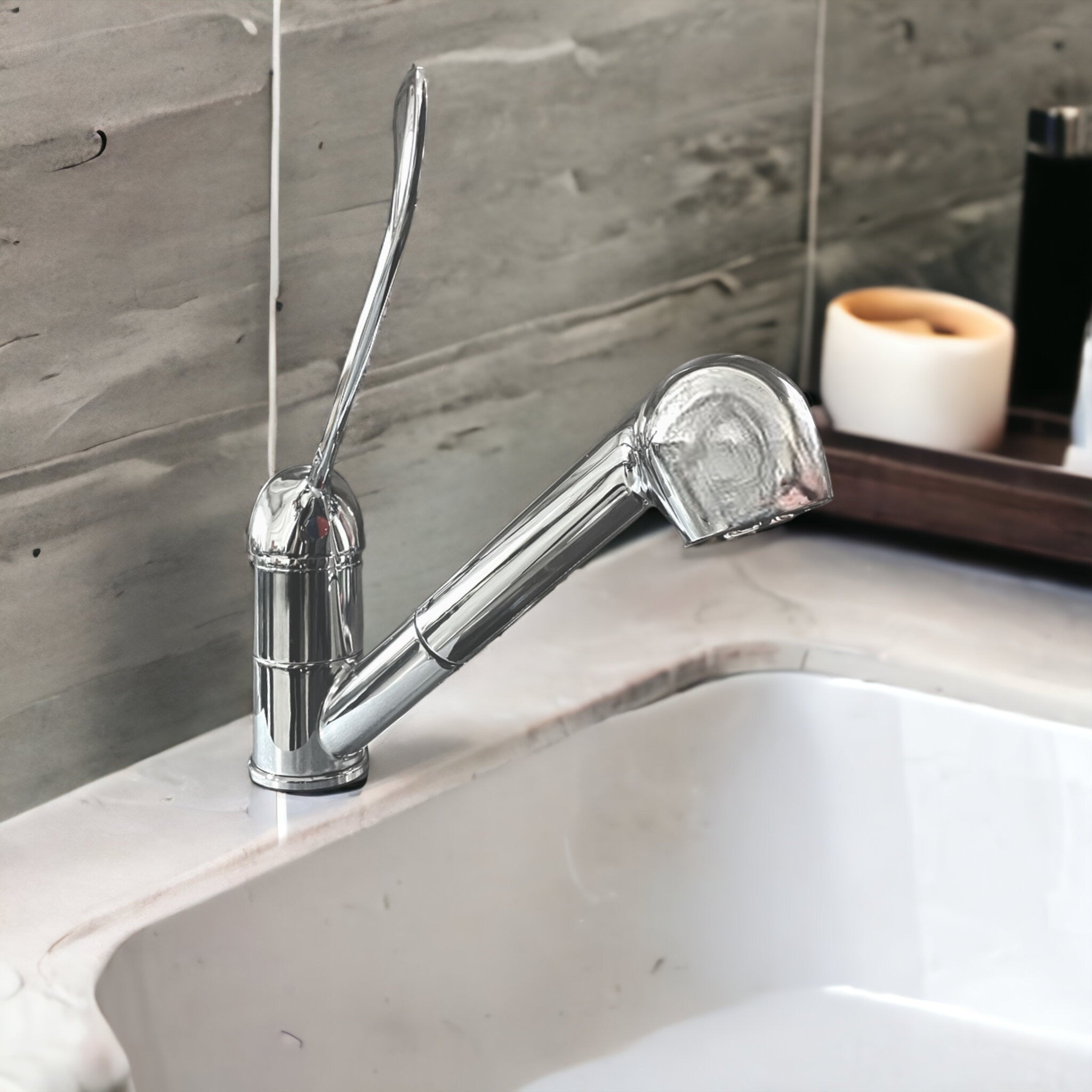 Rubinetto miscelatore estraibile con leva clinica