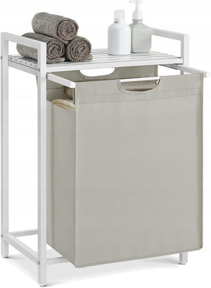 Cesto portabiancheria VALORA, contenitore per biancheria intima, bianco, MDF e acciaio - BLH101W01