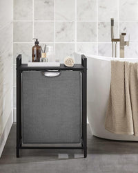 Cesto portabiancheria Valora grigio a scomparto singolo, stile loft, 65 l