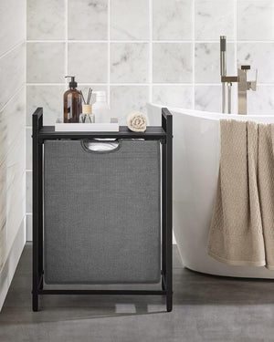 Cesto portabiancheria Valora grigio a scomparto singolo, stile loft, 65 l