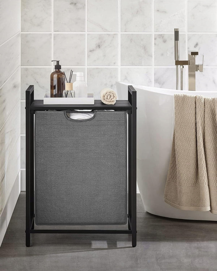 Cesto portabiancheria Valora grigio a scomparto singolo, stile loft, 65 l