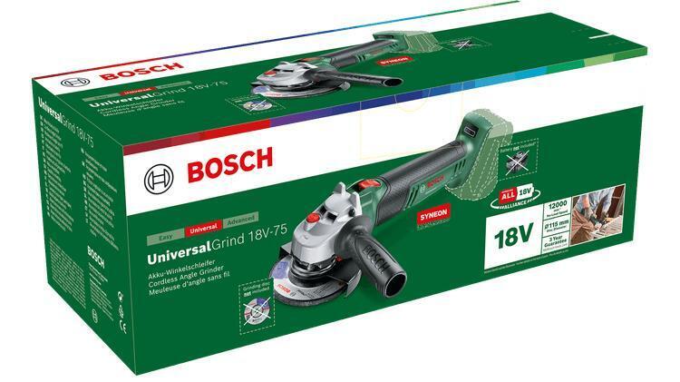 Bosch Universal Grind 18V-75 smerigliatrice angolare 11,5 cm 12000 Giri/min 1,7 kg