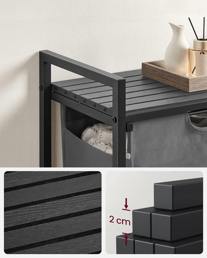 Cesto portabiancheria Valora grigio a scomparto singolo, stile loft, 65 l