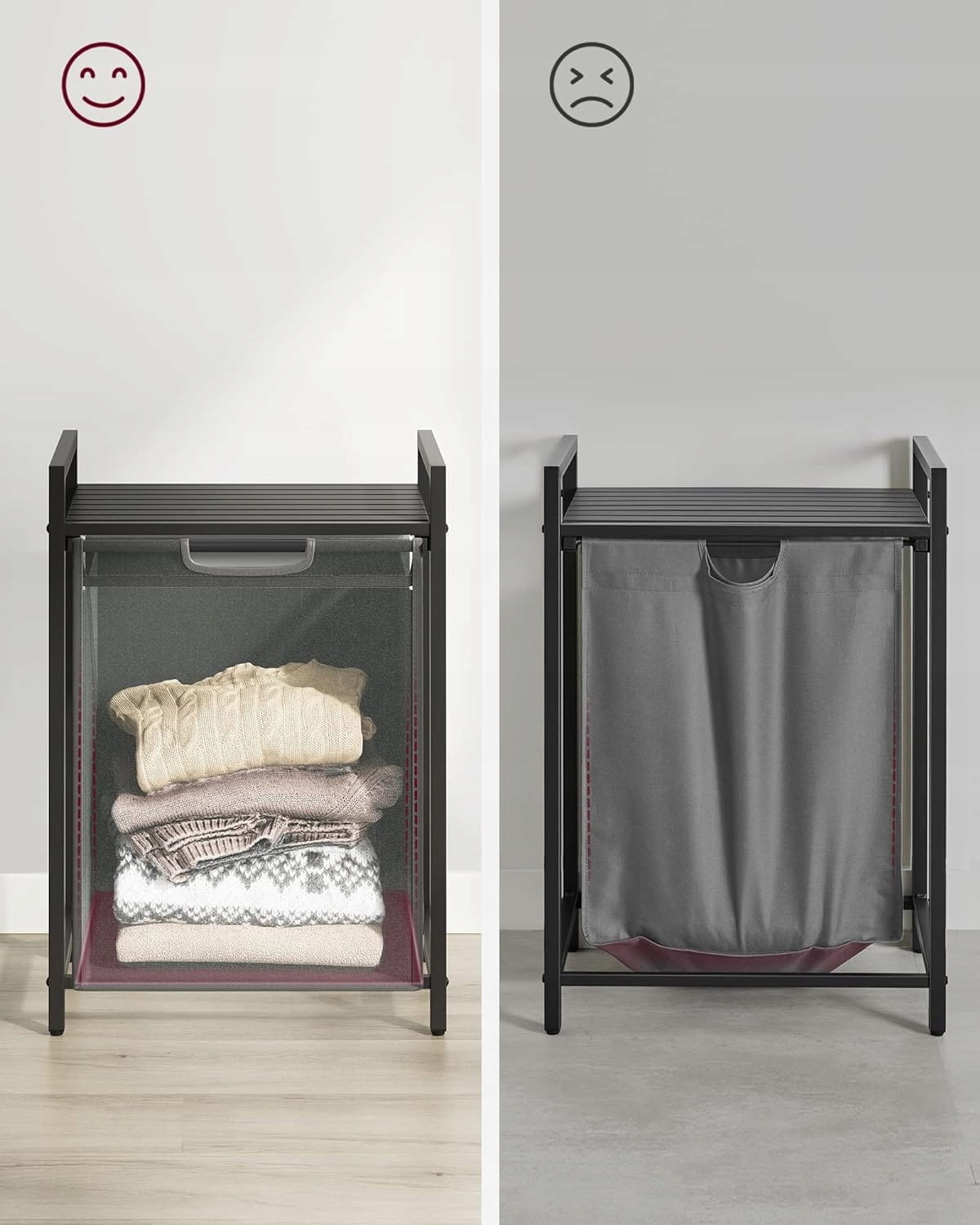 Cesto portabiancheria Valora grigio a scomparto singolo, stile loft, 65 l