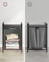 Cesto portabiancheria Valora grigio a scomparto singolo, stile loft, 65 l