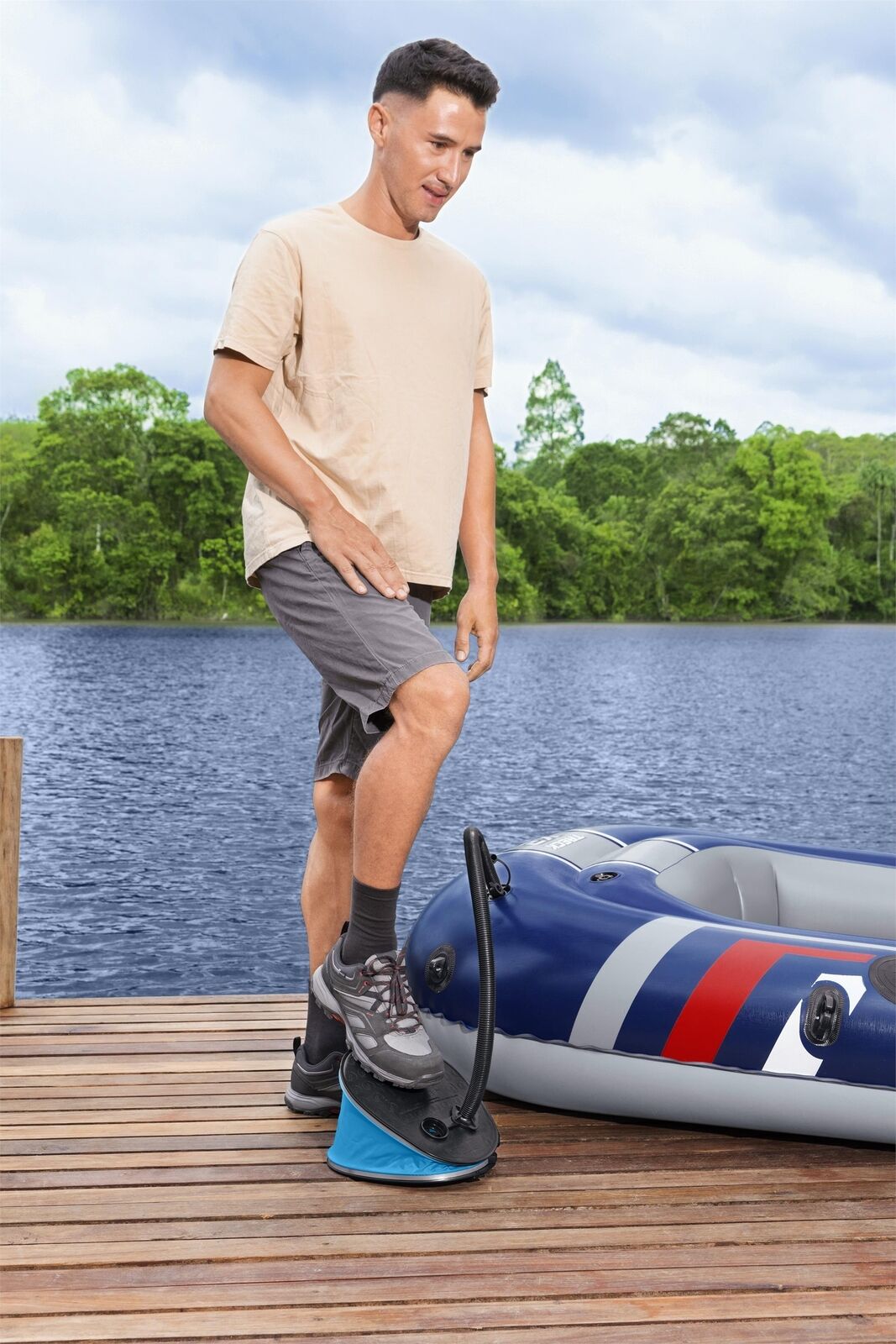 Bestway 62005 / 24 pompa ad aria da pavimento Nero, Blu Gonfiabili