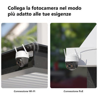 Imou Cruiser 2C 2K (3MP) - Telecamera Wi-Fi Esterno Motorizzata 360° - Visione Notturna a Colori, IP66, Tracciamento Intelligente, Rilevamento Umano con Faretto e Sirena, Audio Bidirezionale