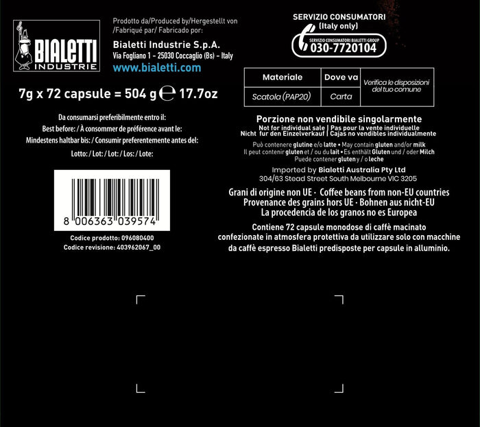 Bialetti Napoli Capsule caffè Tostatura scura 72 pz