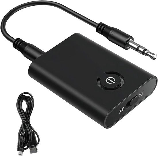 Adattatore Bluetooth 5.0 - Ricevitore e Trasmettitore - Jack 3.5 mm e AUX per Casco - Adattatore Audio Bluetooth - 2-in-1 - Adatto per Auto, TV, Laptop, Installazione Stereo.