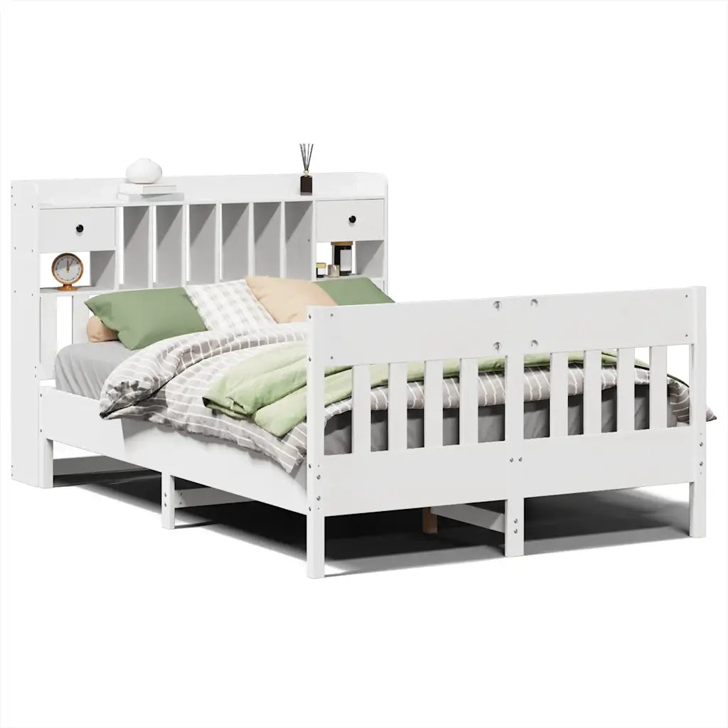 Giroletto senza Materasso-Struttura Letto Bianco 150x200 cm Legno Massello Pino 236421