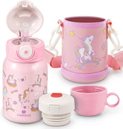Bottiglia per bambini, in acciaio inossidabile, con beccuccio, impermeabile, bottiglia termica 450 ml, BPA-free, per bambini, per asilo, scuola, viaggi