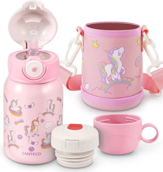 Bottiglia per bambini, in acciaio inossidabile, con beccuccio, impermeabile, bottiglia termica 450 ml, BPA-free, per bambini, per asilo, scuola, viaggi