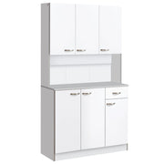 EasyComfort Credenza Cucina Moderna con Cassetto e Armadietti, in Legno, 101x39x180 cm, Bianco e Grigio
