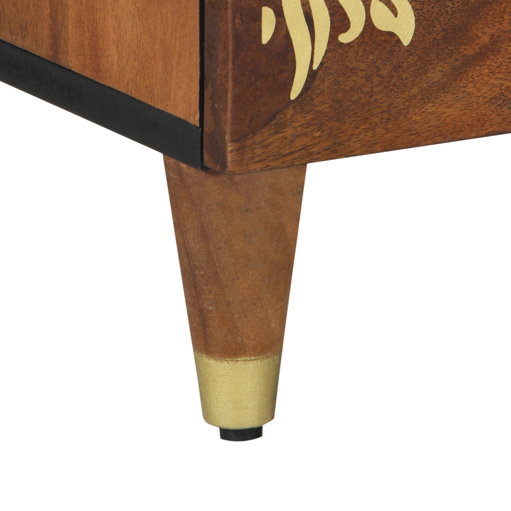Comodino 50x33x60 cm in Legno Massello di Mango