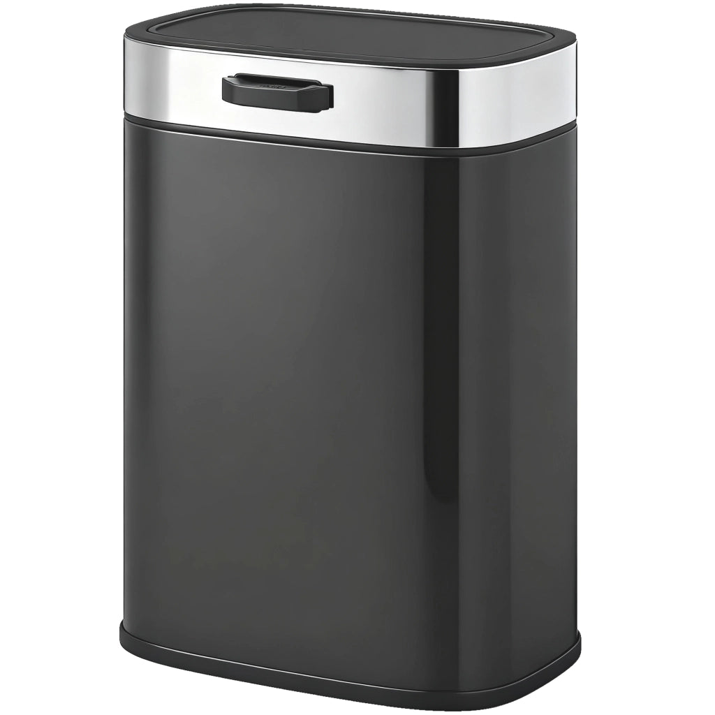 Cestino per rifiuti in acciaio inossidabile con coperchio a battente e contenitore interno estraibile ¨C zephmum ¨C 21,5x19,5x30 cm, Nero