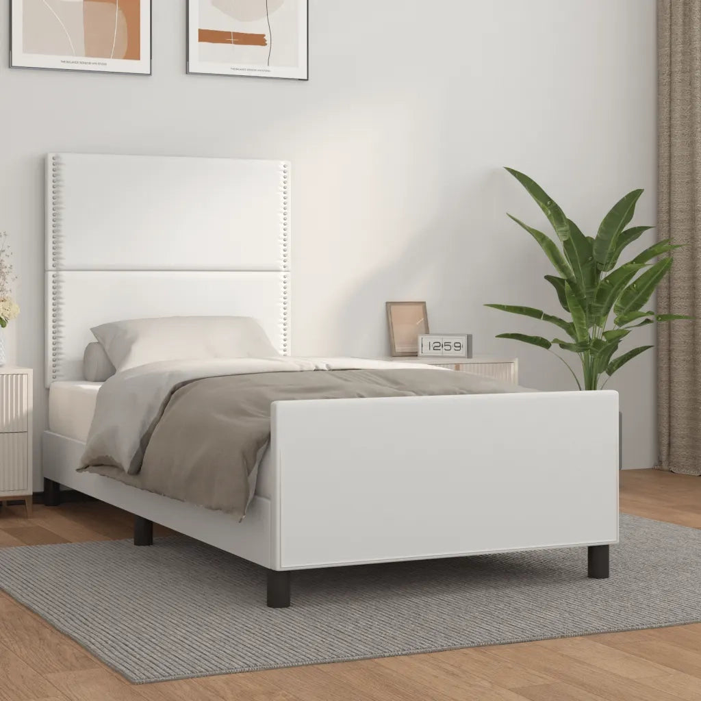Giroletto con Testiera Bianco 100x200 cm in Similpelle