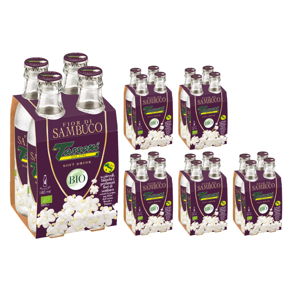 Tassoni fior di sambuco soft drink bio confezione 24 bottigliette da 180 ml