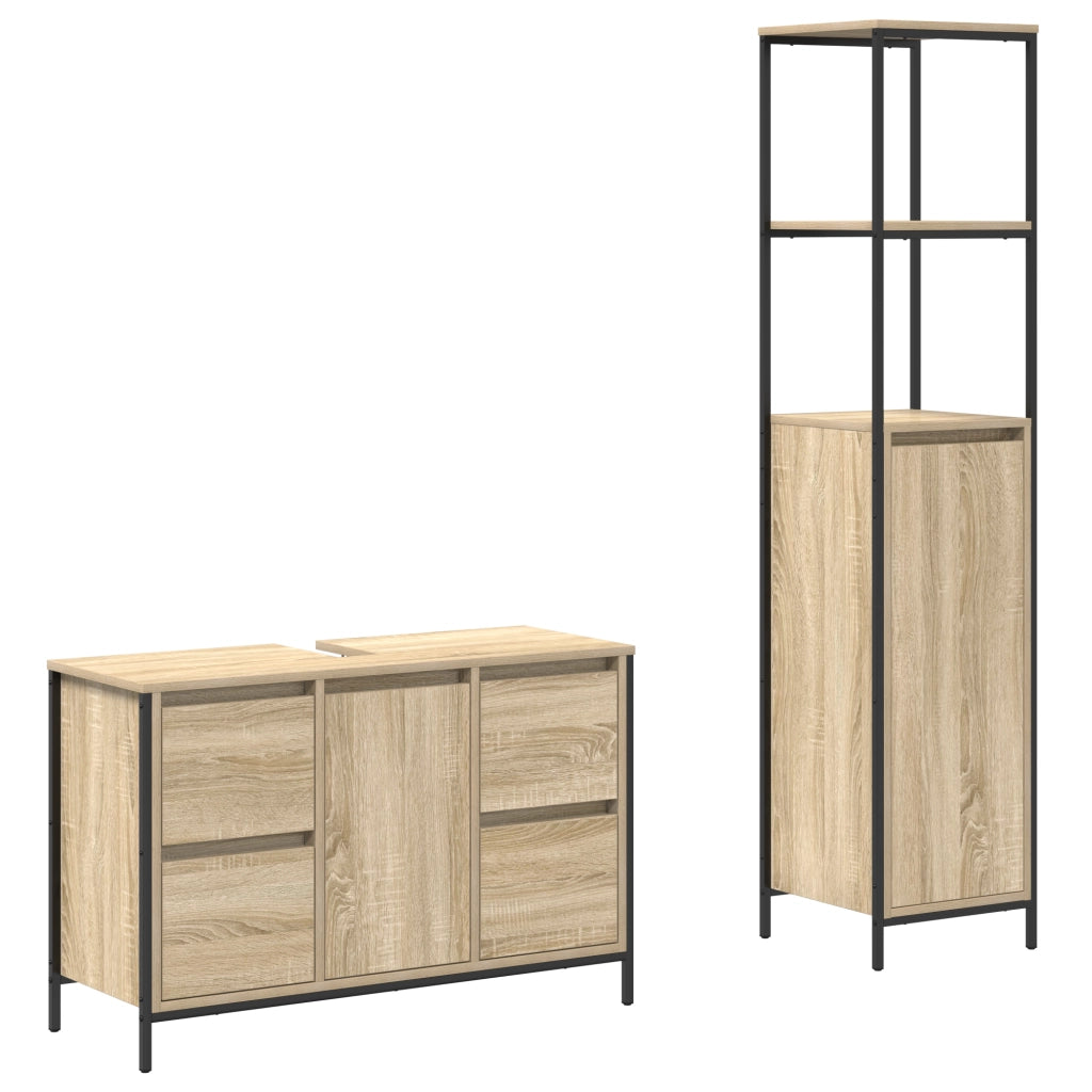Set di mobili da bagno 2 pezzi in legno ingegnerizzato rovere Sonoma