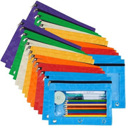 Portafoglio a 3 anelli 28 pezzi - con finestra trasparente - chiusura liscia - 7 colori - ideale per scuola/ufficio - astuccio per matite