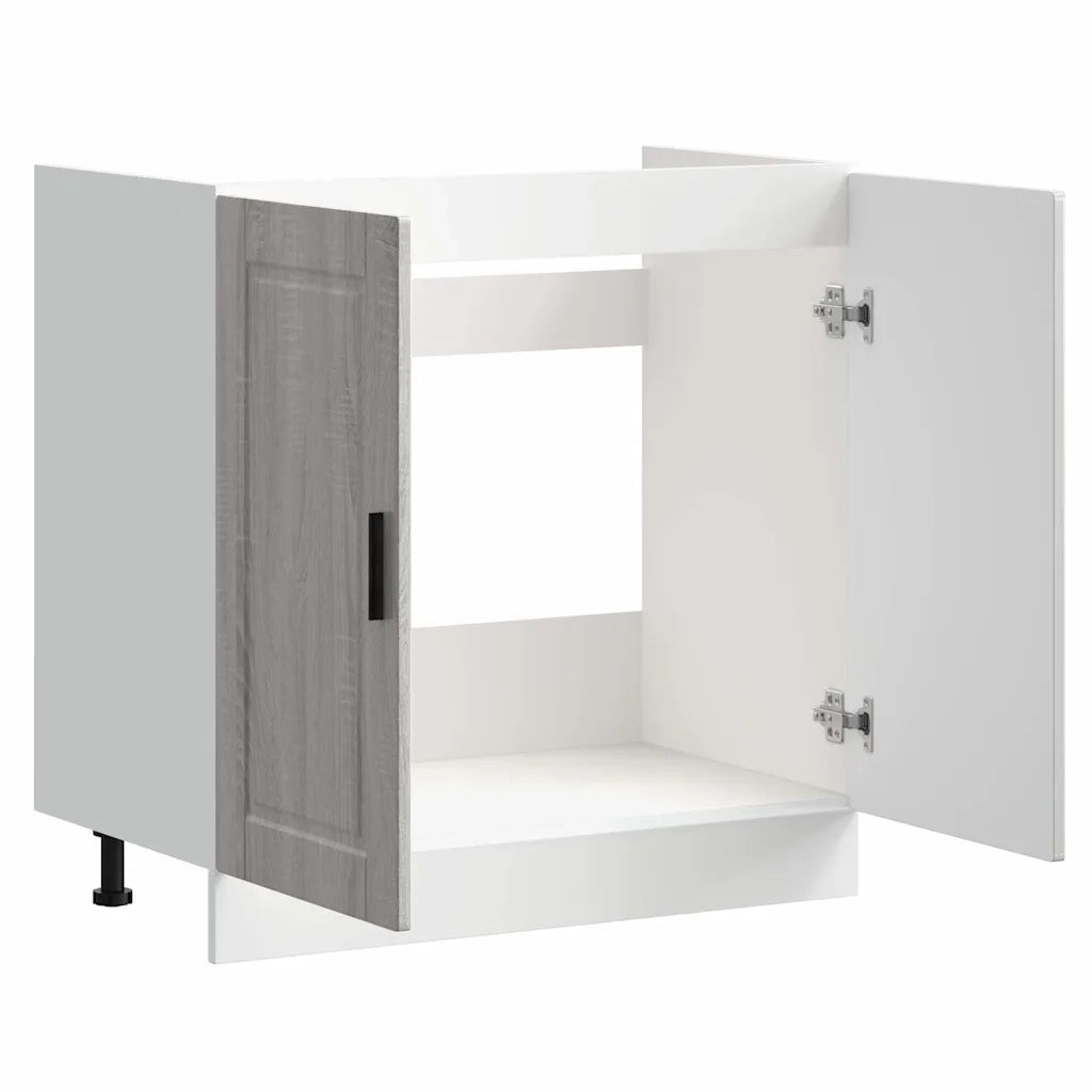 Mobile base lavello-Armadietto da bagno Porto Grigio Sonoma 80x46x81,5cm Truciolato