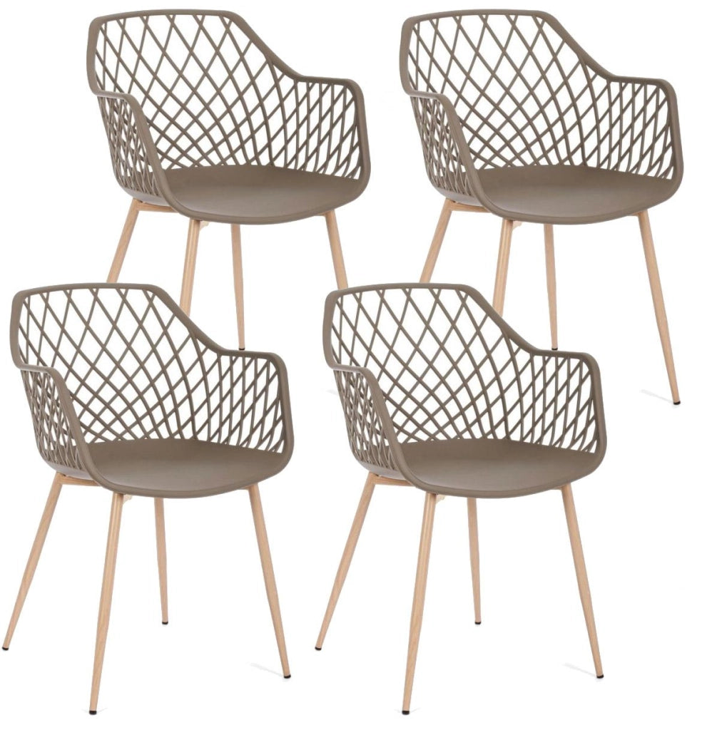 Set 4 Sedie 58x54x85,5 cm in Plastica Tortora