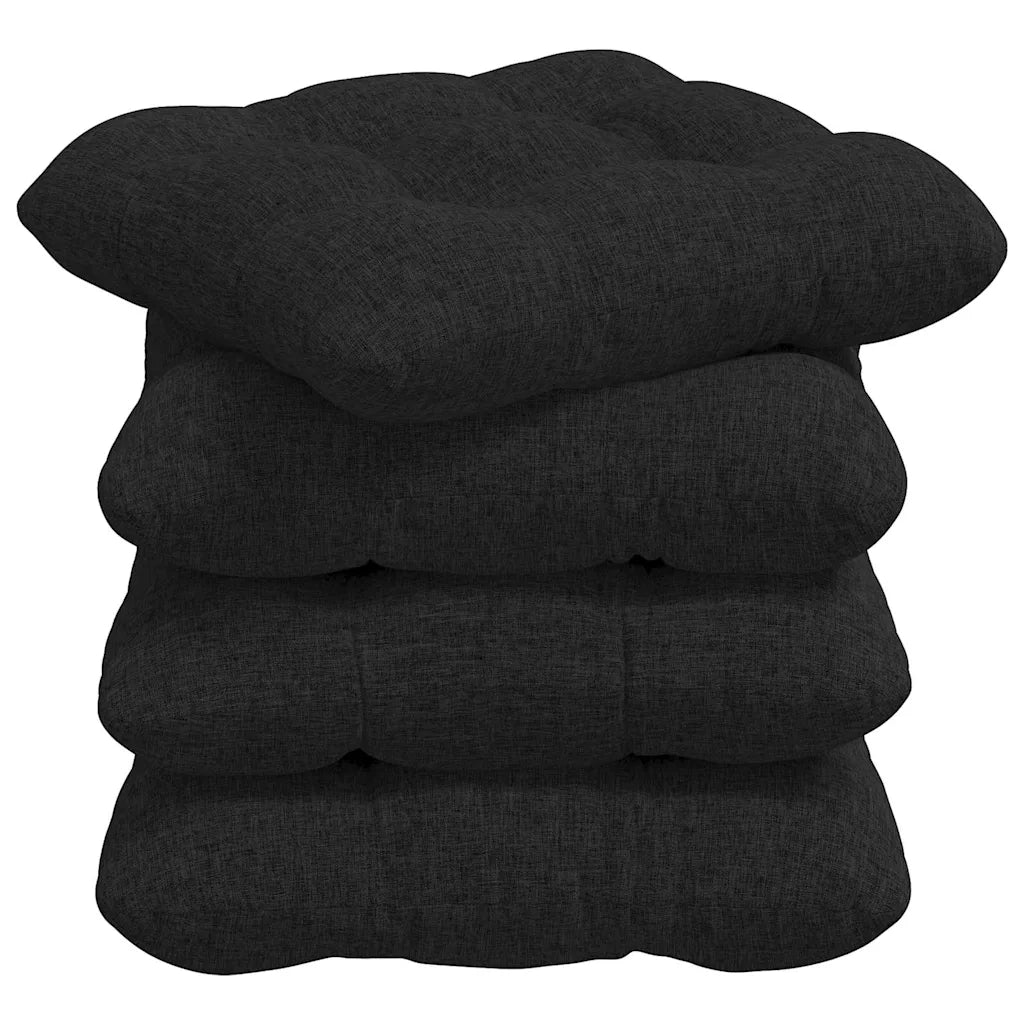 Cuscini per Seduta 4 pz | Cuscini per sedie Nero 40 x 40 x 12 cm Tessuto