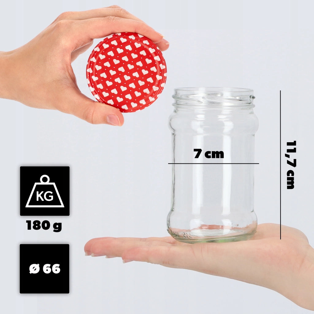 Barattoli per conserve KADAX Seno 315 ml 50 pezzi 66 mm + coperchio "Cuori"