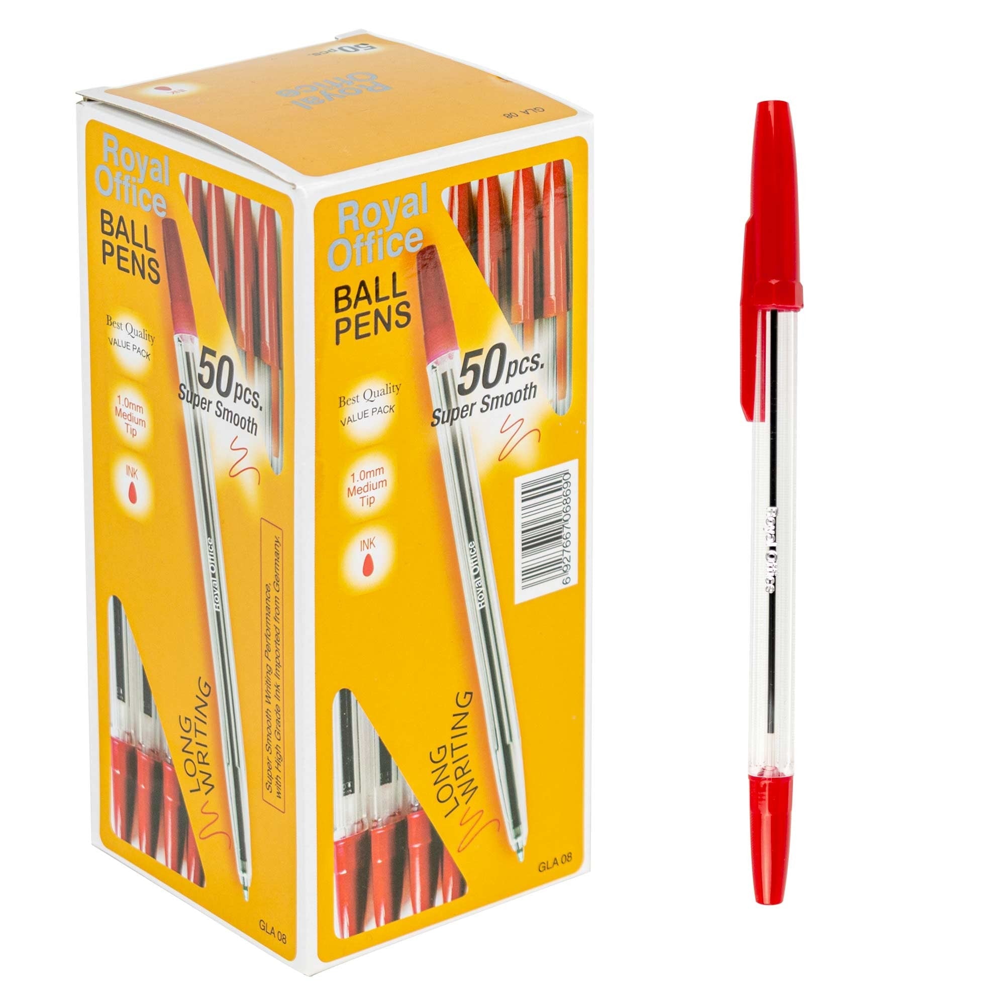 Set 50 Penne ad inchiostro a sfera lunga durata con clip Rosso