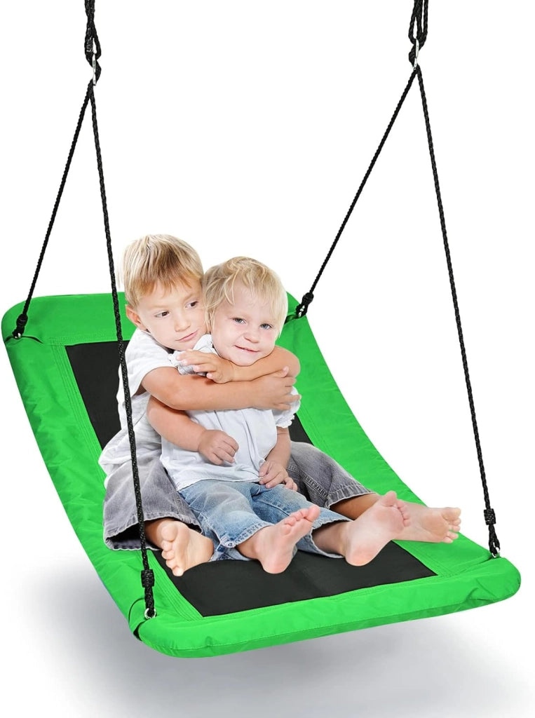 Altalena a nido d'ape con corde regolabili, altalena per bambini e adulti, 150 cm x 80 cm, altalena da giardino fino a 150 kg, per interni ed esterni (verde)