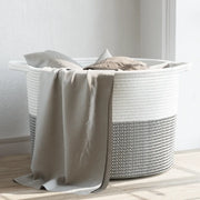 Cesto per Biancheria Grigio e Bianco Ã˜55x36 cm in Cotonecod mxl 84706