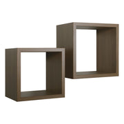 Set di 2 Mensole da Muro Modello Q-BIS MAXI, Cubi Arredo, Mensole Cubo, Cubi da Parete. Misure 35x35 p23.7 cm e 31x31 p23.7 cm. Finitura  ROV. TABACCO - MADE IN ITALY
