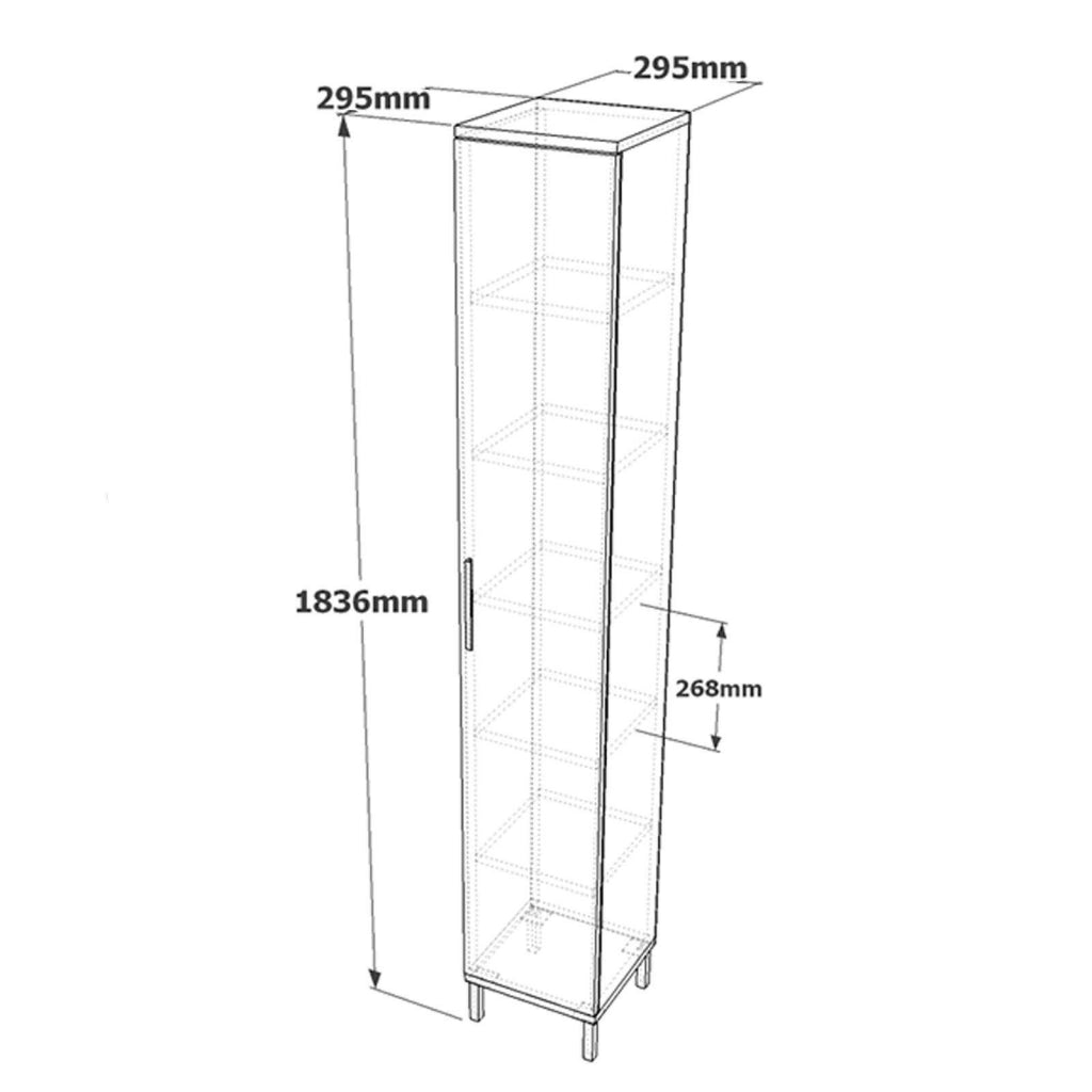 Eusebe, Armadio Multiuso 1 Anta 5 Ripiani, 30x184h cm Marrone