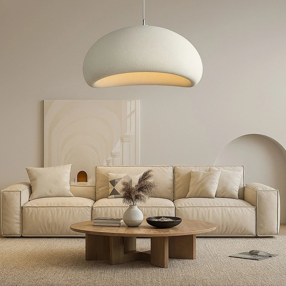 Trade Shop - Lampadario A Sospensione Soffitto Effetto Pietra Bianco ø40/50/60cm Attacco E27 Ip20 B16-b -    -60 Cm   -