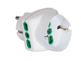 ADATTATORE TRIPLO 2 POLI + TERRA SCHUKO BIPASSO SPINA SCHUKO BIANCO- - bianco 82230 - 5 pezzi FANTON