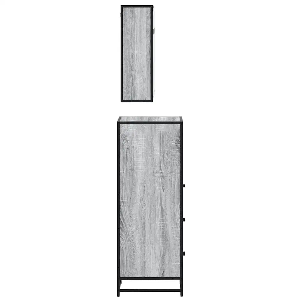 Set Mobili da Bagno 3 pz Grigio Sonoma in Legno Multistrato 3301033