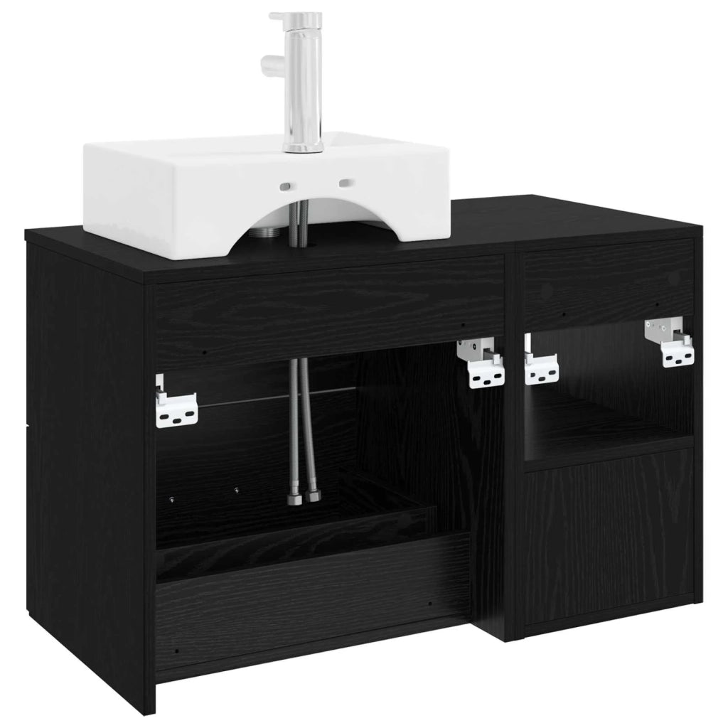 Set di mobili per il bagno 2 pcs Rovere Nero 3403889