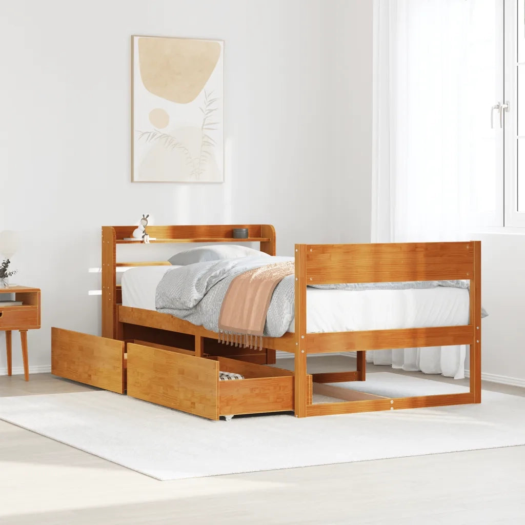 vidaXL Letto senza Materasso Marrone Cera 100x200 cm in Legno di Pino