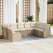 Set di divani con cuscino 9 pcs Beige Rattan in Polipropilene