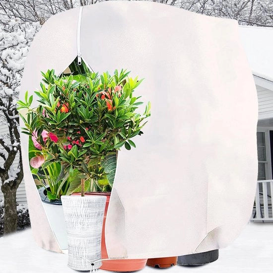 Copertura invernale per piante 140x200cm Copertura invernale per piante in vaso Protezione dal gelo, respirante Calotta per piante riutilizzabile con cerniera e cordino per tirare per piante di balcone - bianco, 1 pezzo