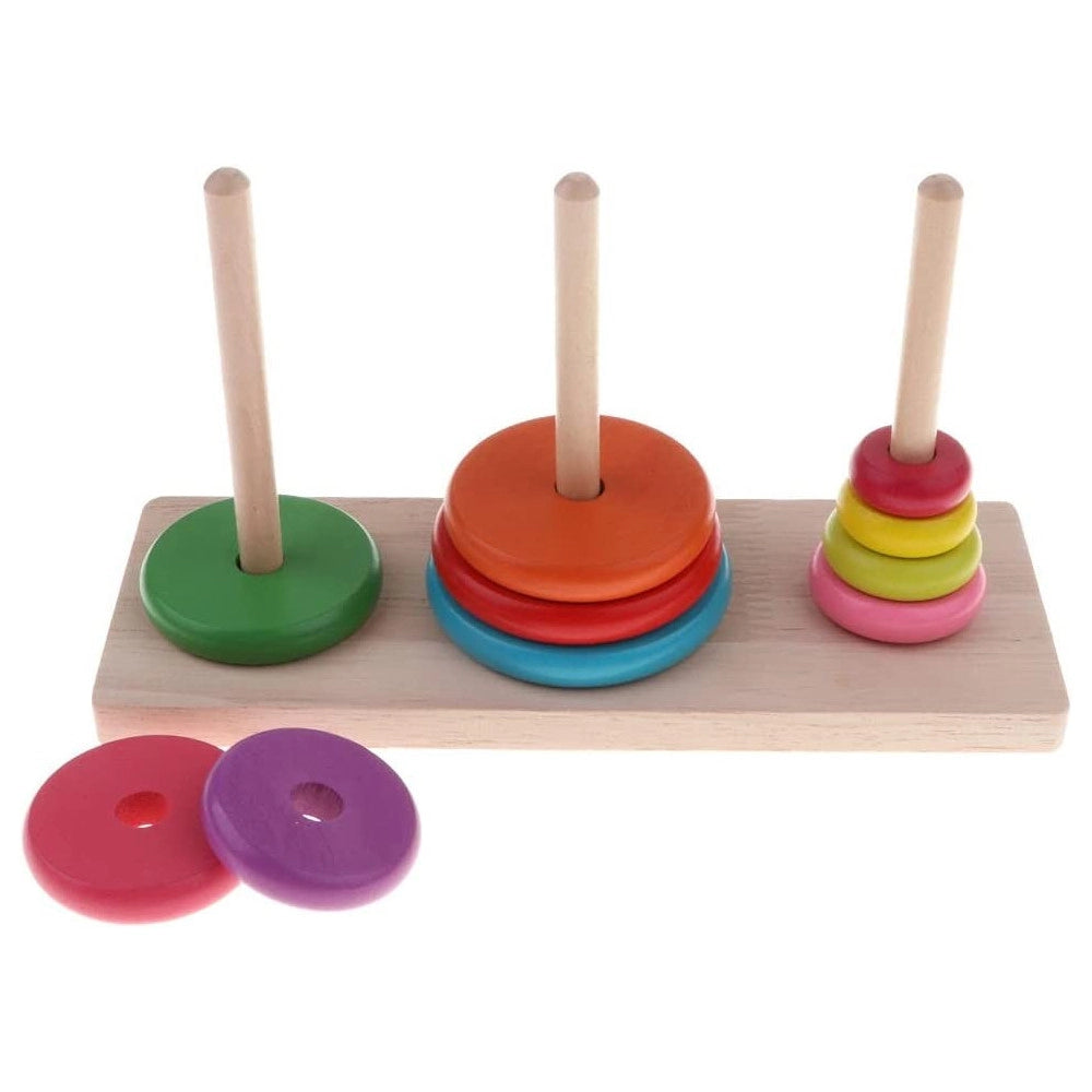Trade Shop - Torre Di Hanoi Giocattolo Per Bambini Impilatore Blocchi Legno Gioco Educativo -