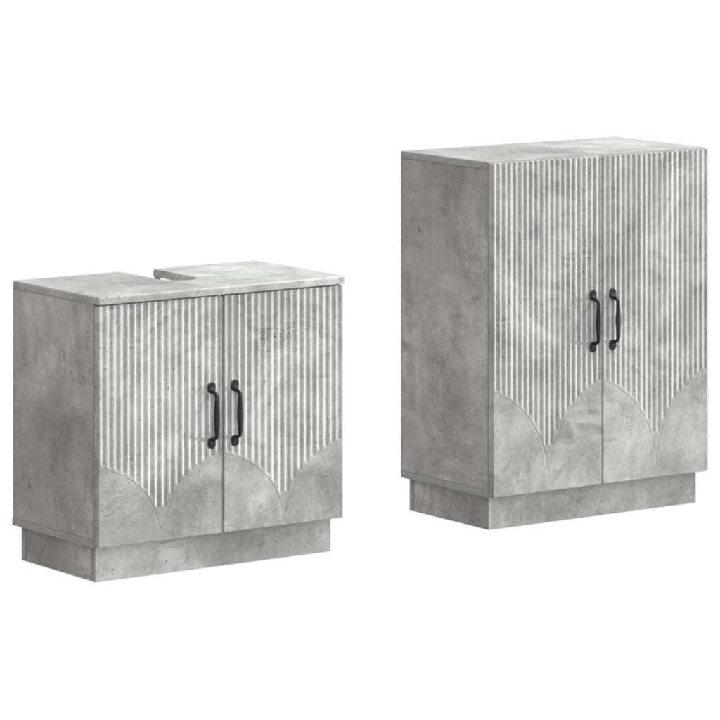 Set di Armadi da Bagno da 2 Pezzi HOORN Grigio Cemento 3417633