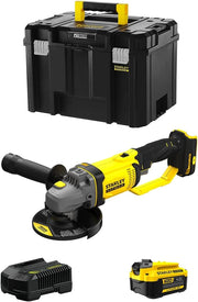 Smerigliatrice Angolare STANLEY FatMax SFMCG400M1T (1 Batteria 4,0 Ah + Caricabatteria + TSTAK VI)