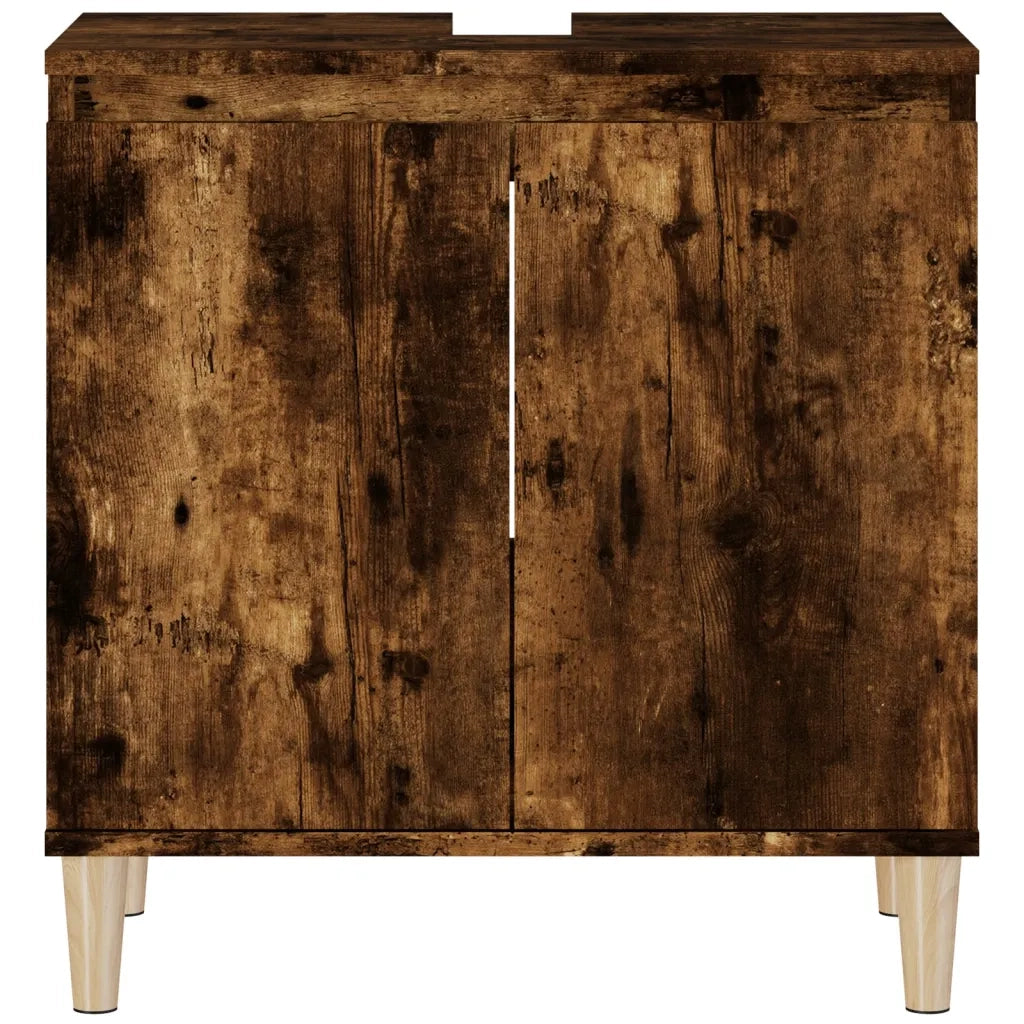 Mobile Lavabo-Armadietto da bagno Rovere Fumo 58x33x60 cm in Legno Multistrato 613414