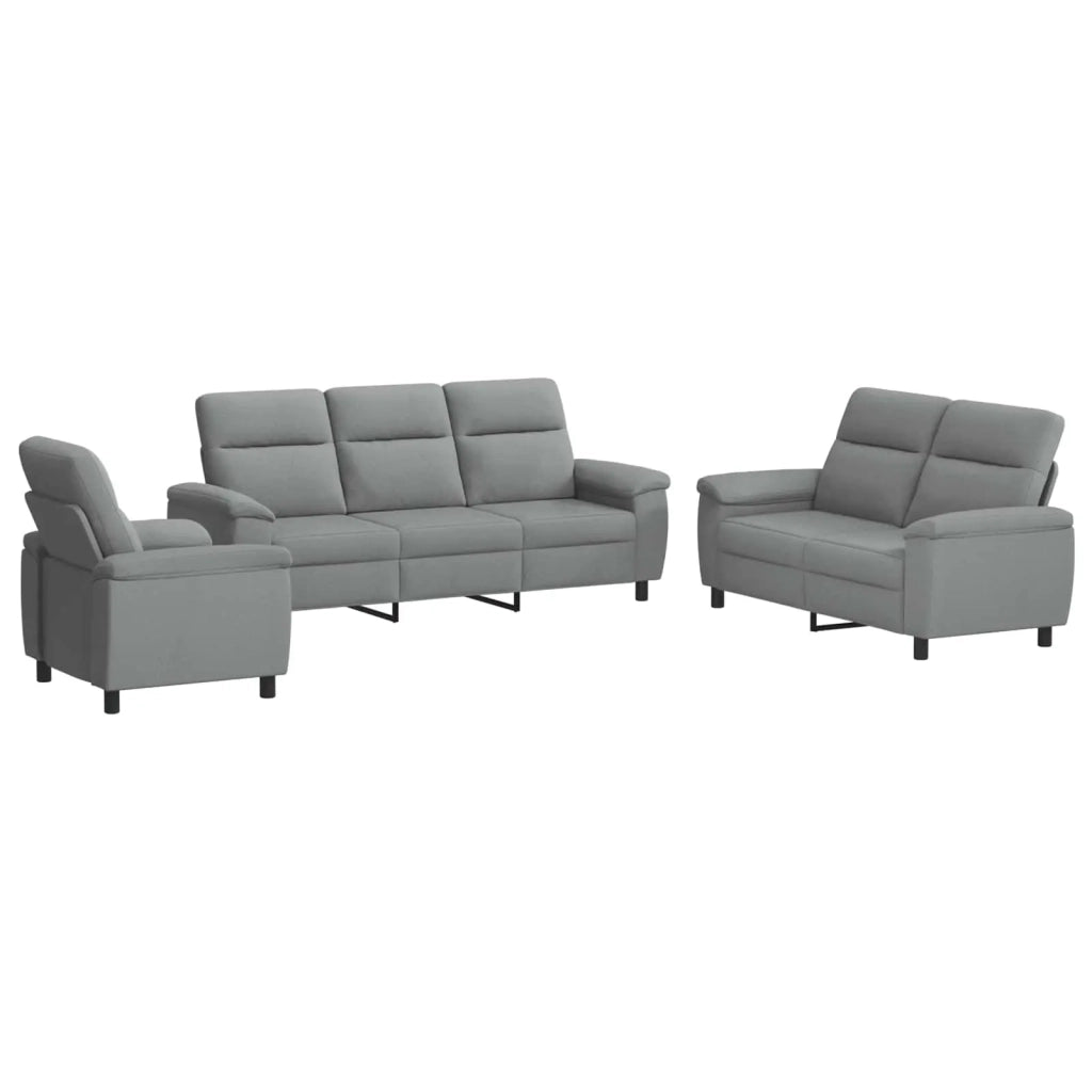 Set di divani 3 pcs Grigio Chiaro Tessuto 3430643