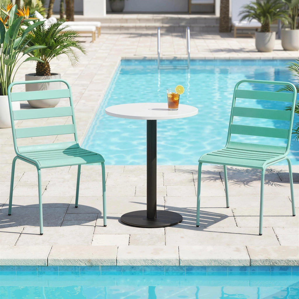 Sedia da giardino impilabile ¨C zephmum ¨C verde, metallo, lotto 2 pezzi