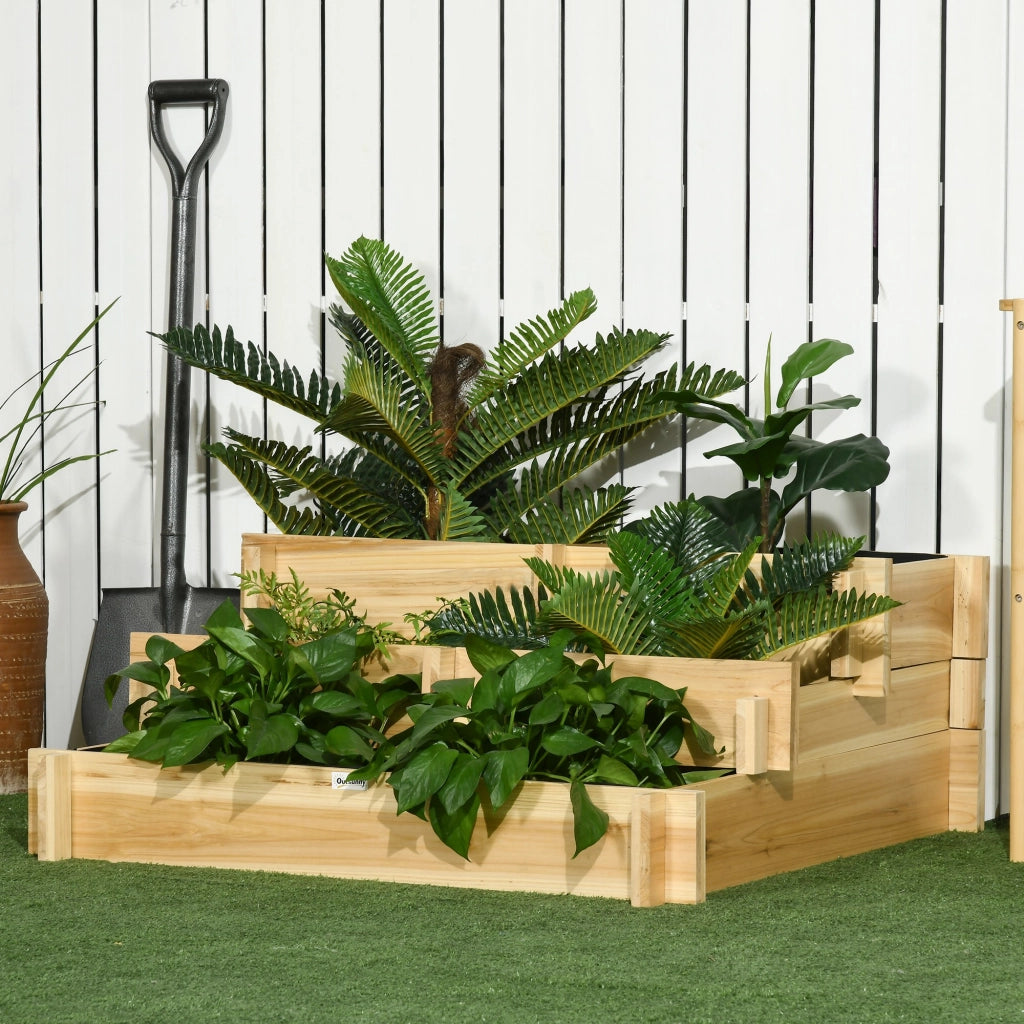 Fioriera 3 livelli con scala ¨C zephmum ¨C 93x93x35 cm naturale