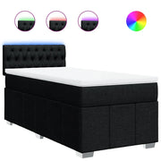 Letto singolo | Letto per adulti | Giroletto a Molle con Materasso Nero 90x190 cm in Tessuto